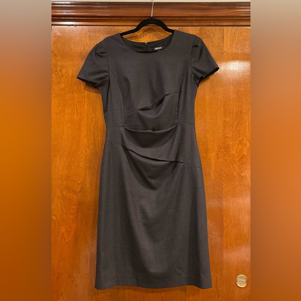 DKNY Grey Pinstripe Work Dress Size 8